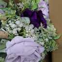 Bridesmaids Bouquets Flowers Set of 4 - Artificial Bridesmaid Bouquet Wedding 7 Inch Rustic Small Floral Centerpiece for Marriage Proposal Party Anniversary Dining Table Decor - Green & Purple