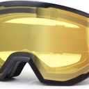 EXP VISION Ski/Snowboard Goggles for Men Women, OTG Snow Goggles Anti Fog UV Protection (Black Frame Yellow)