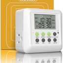 NOVKIT 3-in-1 Dual Outlet Timer Plug with Interval Cycle for Indoor, 7 Day 24 Hour Programmable Digital Repeat Timer Switch (15A, 1875W)