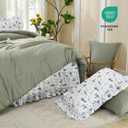 WONGS BEDDING Comforter Set Full, 8 Pieces Farmhouse Bed in a Bag Full, Bedding Set Full Size with Sage Green Comforter, Ruffle Floral Pillowcases & Flat Sheet, Floral Fitted Sheet