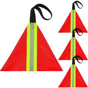 4 Pcs Safety Red Tow Flag for Truck Reflective Warning Kayak Red Flag Truck Loads Safety Signs for Trailer Hauling Hunting Bike Canoe Trailer Hauling Warning Accessories Kit
