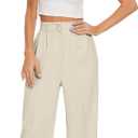 FUNYYZO Wide Leg Pants Women's High Elastic Waisted in The Back Business Work Trousers Long Straight Suit Pants (M)