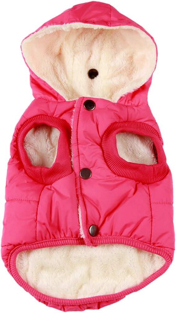 Fleece Lining Extra Warm Dog Hoodie in Winter,Small Dog Jacket Puppy Coats with Hooded Pink S (Small (Pack of 1))