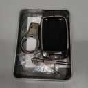 ontto Key Cover Fit for Land Rover Key Case Metal Leather Key Holder with Keychain (Black metal shell, Blue-b)