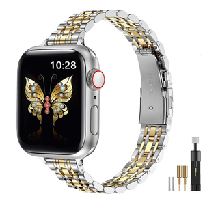 MioHHR Slim Metal Band Compatible with Apple Watch Band 42mm(Series 11 10) 41mm(Series 9 8 7) 40mm(Series 6 5 4 SE3/2/1) 38mm(Series 3 2 1),Stainless Steel iWatch Bands for Women,Rose Gold