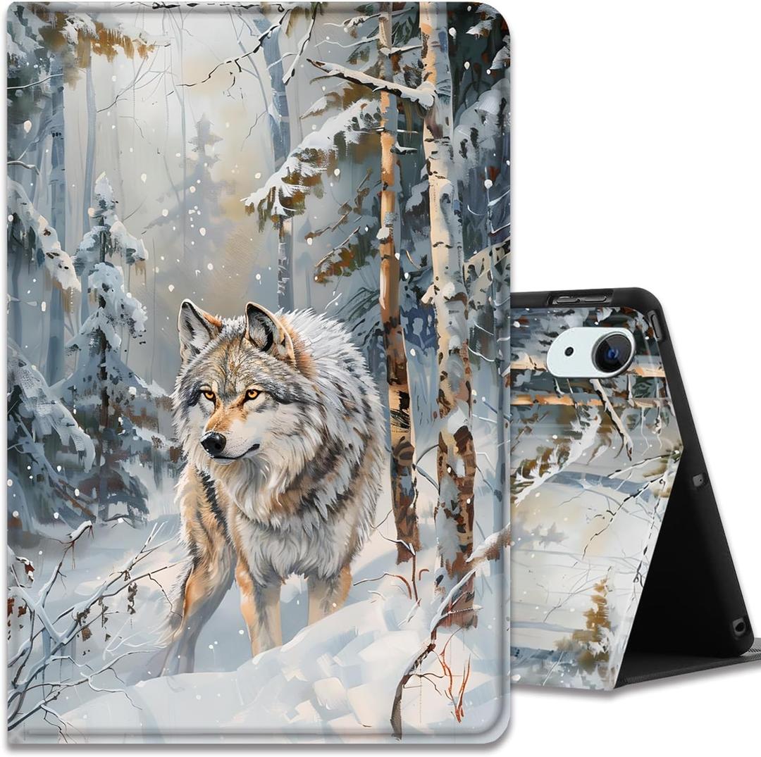 Case for iPad Air 13 inch (M3/M2)/iPad Pro 12.9 Inch 6th 5th 4th 3rd, Slim Multi-Angle Smart Stand Cover with Automatic Sleep/Wake Function for iPad Air 13, Snowforest Wolf