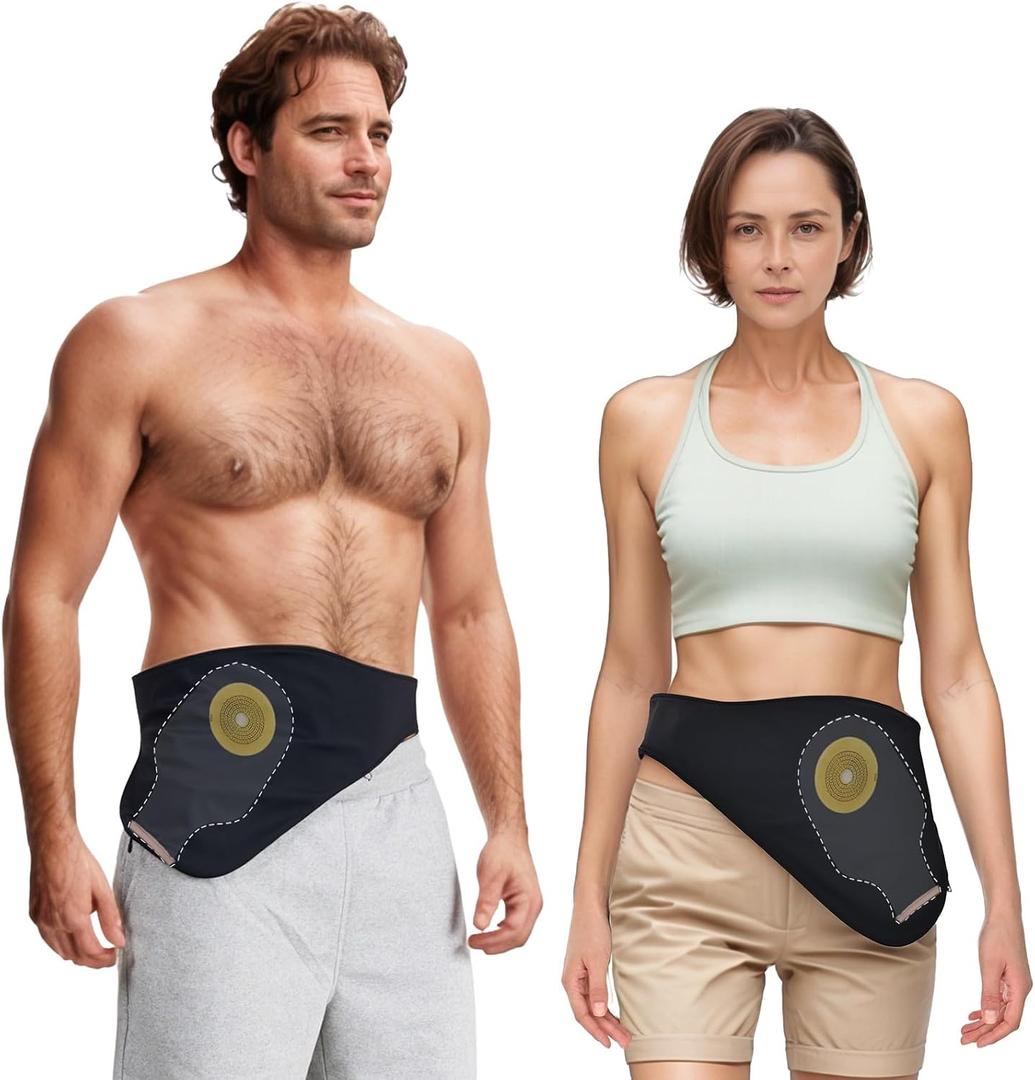Diagonal Ostomy Belt: Leak - Proof & Odor - Masking Solution, Ostomy Bag Covers for Men and Women, Suitable for Right Stoma-Black,L