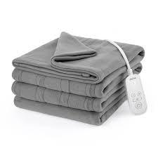 Sunbeam Electric Royal Luxe Microplush Heated Blanket, 12 Heat Settings, 12-Hour Auto Shut-Off, Fast Heating, Warm & Cozy, Machine Washable, Dove Gray Color, Queen (90" x 84")