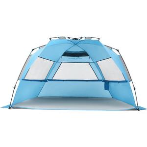 Pacific Breeze Easy Setup Beach Tent, SPF 50+ Pop Up Beach Tent Provides shelter from The Sun for 4+ People