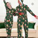 WISHU Matching Christmas Onesie Pajamas for Family, Hooded Cute Christmas PJs, Funny Xmas Holiday sleepwear for Couples and Adult (Women, M, Green Cookie) (Green, M)