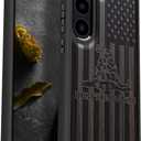 Carveit for Galaxy S23 Wood Case Natural Wood Black Soft TPU Protective Cover Compatible with Samsung S23 Gadsden Flag-Blackwood | Shockproof, Unique, Classy, Wooden Design