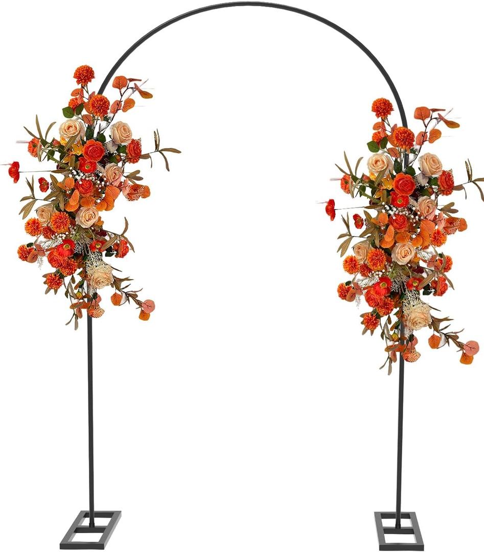 Queension Arch Backdrop Stand 7.2FT, Metal Wedding Arch Stand with Base for Ceremony, Balloon Arched Backdrop Frame with Screws for Birthday Party Baby Shower Celebration Decorations, Black