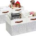 Set of 4 Cotton Rope Basket 13 X 13 X 13 Inches, Woven Storage Baskets for Shelves, Organizing with Handles, Cube Storage Bins for Storage Books, Magazines