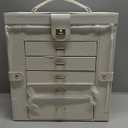 AKOZLIN Extra Large 6-Tier Jewelry Box Organizer with Mirror, 5 Drawers Leather Jewelry Storage Case for Women Girls Ring Necklace Earring Bracelet White