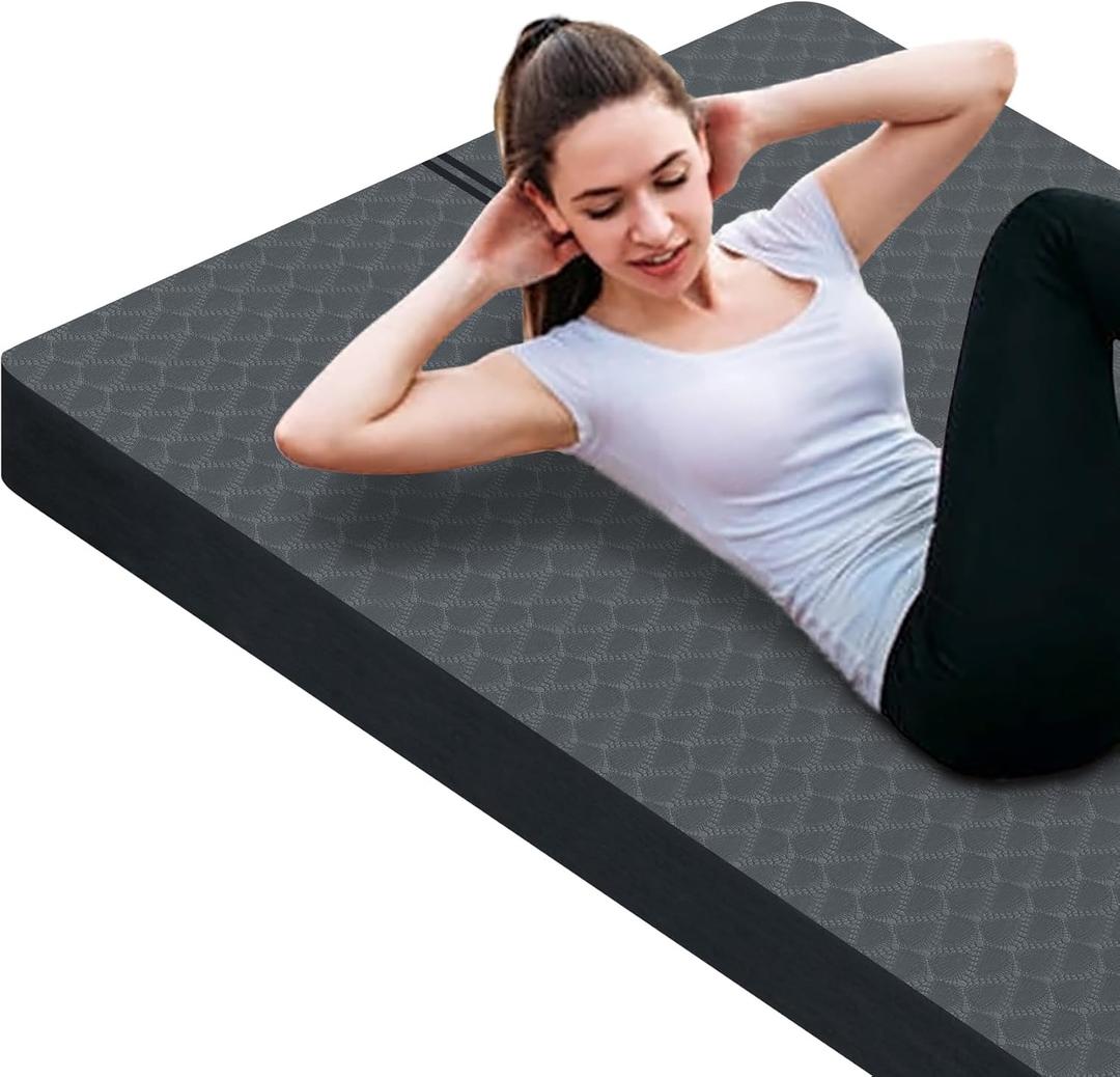 nuveti Large Exercise Mat - 15mm/20mm/30mm Thick Yoga Mat | Workout Mat for Fitness, Yoga, Pilates, Stretching & Floor Exercises for Women & Men with Free Carrying Bag (Grey)