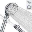 Handheld Shower Heads with ON/OFF Switch,Extra Long 79-inch Hose 8 Spray Settings High Pressure Detachable Showerhead,Built-in Power Sprayer to Clean Pets, Adjustable Angle Bracket,Silver