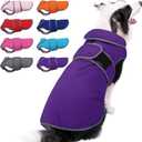 MIGOHI Warm Dog Coat Winter Dog Jacket,Waterproof Cold Weather Coats for Dogs,Fleece Jacket for Small Medium Large Dogs,Reflective Thick Fleece Vest with Leash Hole (Purple)