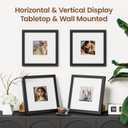 8x8 Picture Frame Set of 5,Display 4x4 Pictures with Mat or 8x8 without Mat, Black 4x4 Photo Frames Tabletop or Wall Mount Display for Poster Diploma Certificate Document Prints Photos Paintings