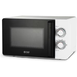 Commercial CHEF Small Microwave 0.7 Cu. Ft. Countertop Microwave with Mechanical Control, White Microwave with 6 Power Levels, Outstanding Portable Microwave with Convenient Pull Handle
