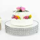 Metal Cake Stand with Beaded Crystal Display Cake Pedestal,Baking Party Supplies Centerpiece,Silver 16 Inch