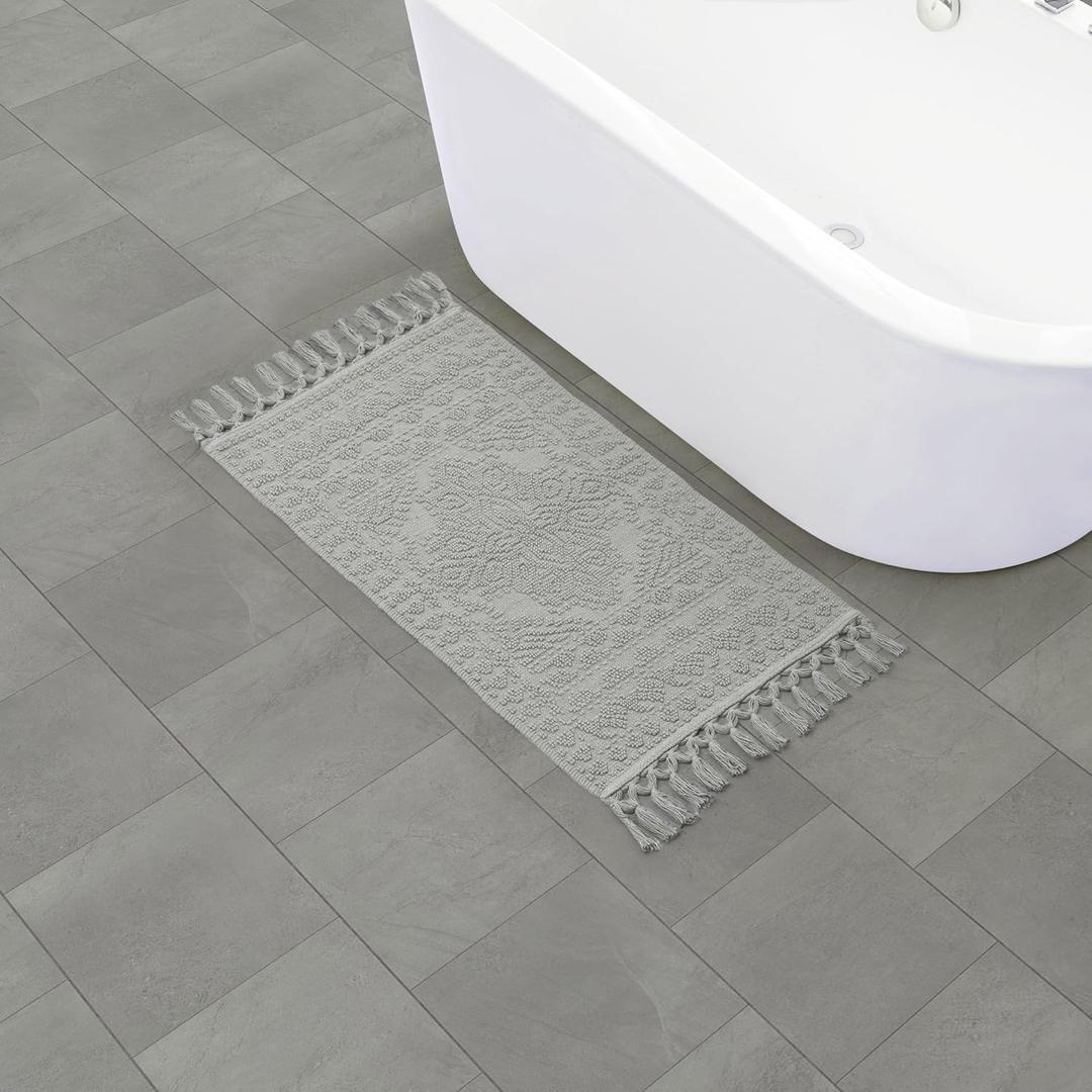 French Connection  Nellore Bath Rugs | Woven and Mats | Durable Non-Slip Rug | Thick Bathroom Rugs for Bathtubs and Sinks | Machine Washable | Measures 20 x 34 | Medium Grey (1'8" x 2'10" (Rectangular)) French Connection  Nellore Bath Rugs | Woven and Mats | Durable Non-Slip Rug | Thick Bathroom Rugs for Bathtubs and Sinks | Machine Washable | Measures 20 x 34 | Medium Grey (1'8" x 2'10" (Rectangular))