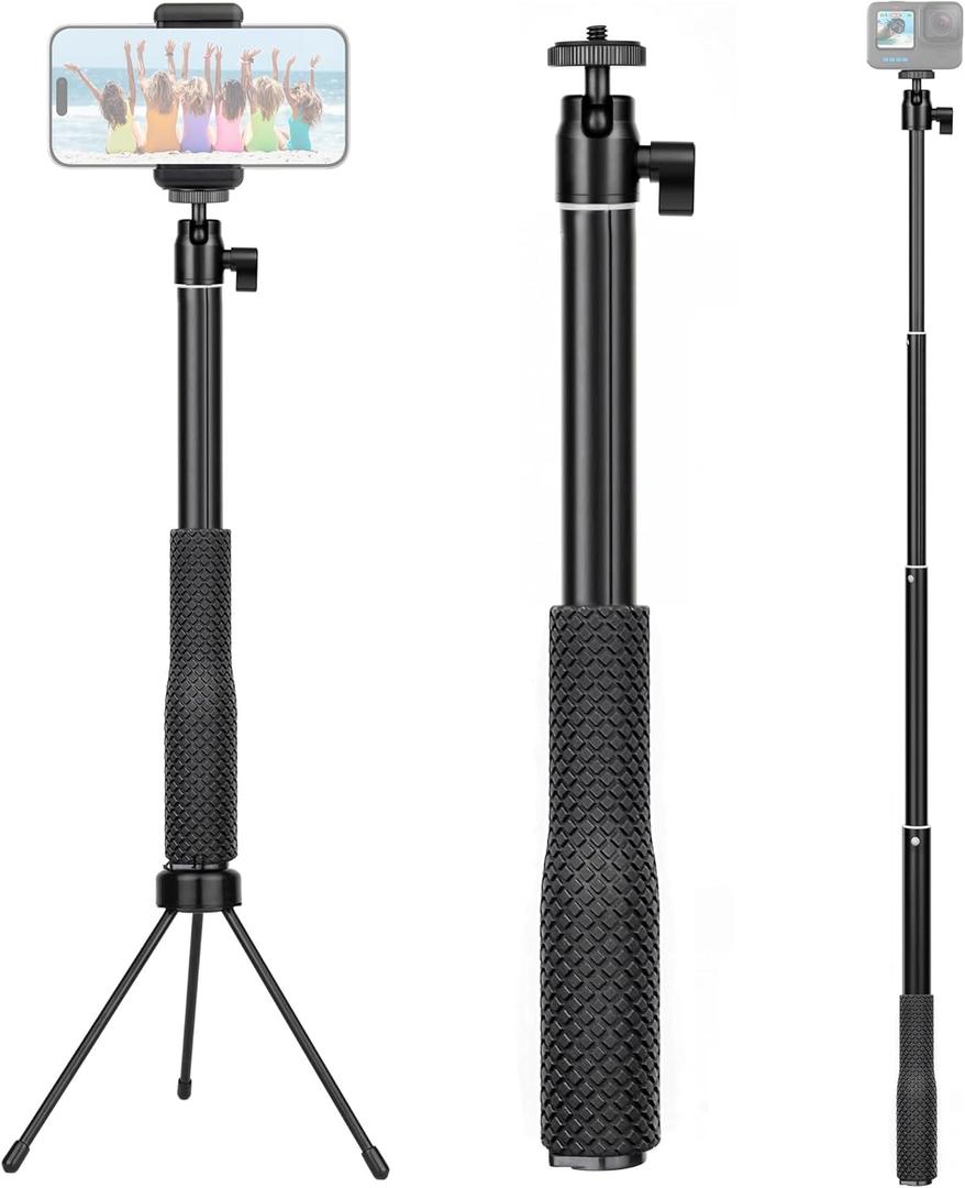 360 Waterproof Selfie Stick w Tripod Stand for GoPro - Underwater Stick Pole for Insta360 Hero 13 12 11 10 9 AKASO DJI OSMO Vlog Diving Extended Monopod w Phone Holder&Hand Strap