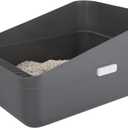 Sfozstra Open Top Litter Box: Grey Medium Removable Liner - Secure and Odor Control - Durable High Side Sifting Litter Box for Small Cats, Size: 17" x 13