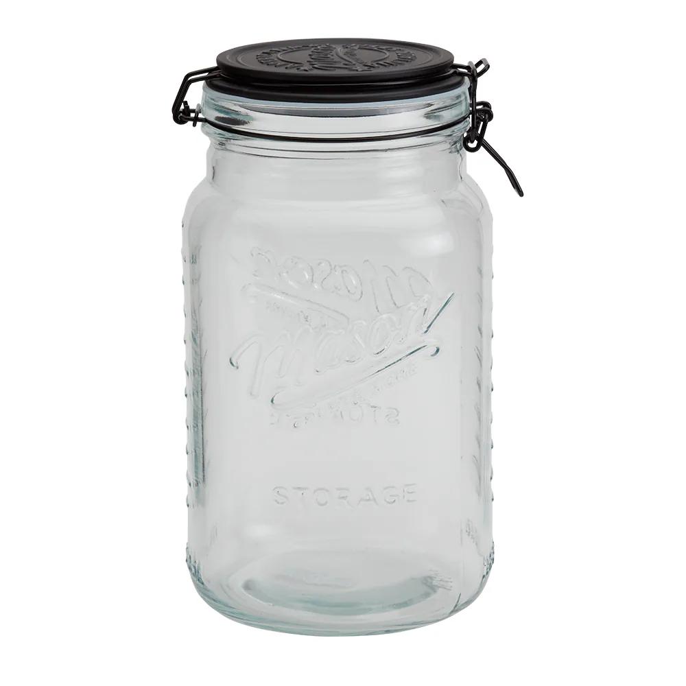 Mason Craft & More Glass Clamp Jar With Black Lid, 3.5 L 