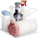 Acrylic Trash Bag Holder Dispenser Kitchen and Bathroom Organizers and Storage - Large Garbage Bag Dispenser Under Sink - Clear Laundry Room Organization with Lid