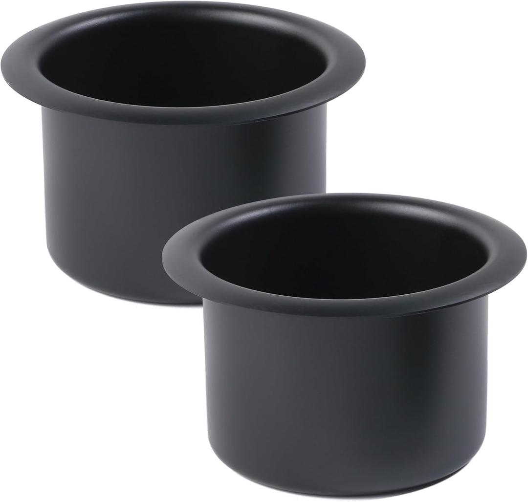2PCS Cup Holder Insert,Car Accessories Metal Car Cup Holder Insert,Sofa Recliner-Handles Cups Holders Inserts Automotive Interior Accessories,Fits Most Cars,RVs,Trucks,Boats,Trailers (Black)