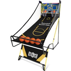 Arcade Basketball Sport,Foldable Indoor Dual Basketball LED Scoring System with Sound Effects,Dual Shoot Sport for Home, Rec Room.Fun for All Players Black