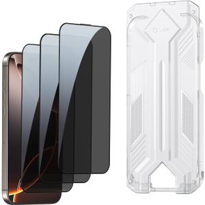 3 Pack for iPhone 16 Privacy Screen Protector Tempered Glass:9H+ Durable, Auto Positioning, Bubble Free, High Definition, Easy Installation