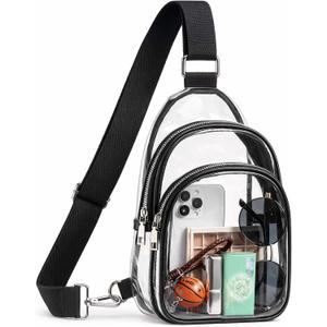 Clear Sling Bag for Stadium Events, Clear Purse for Women with Widen Strap, Crossbody Handbag for Concert Sports Fan