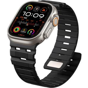 Odbeai Magnetic Band Compatible with Apple Watch Bands for Men 49mm 45mm 46mm 44mm 42mm, Strong Magnet Rugged Durably Soft Breathable Sport Strap for iWatch Series 11 10 9 8-1 Ultra SE 3 2 1, Black
