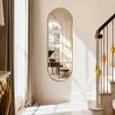 Oval Full Length Mirror, 55"×18" Wall-Mounted Mirror with Gold Frame, Ultra-Clear Explosion-Proof Dressing Mirror, Simple and Classic Deco for Cloakroom/Bedroom/Living Room