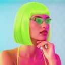 Lime Green Bob Wigs Colorful 3 Pcs Funny Wigs for Women Neon Green Costume Party Wig for St Patrick'S Day Short Neon Green Wig Cosplay Outfit Halloween Party +Sunglasses+Hair Cap