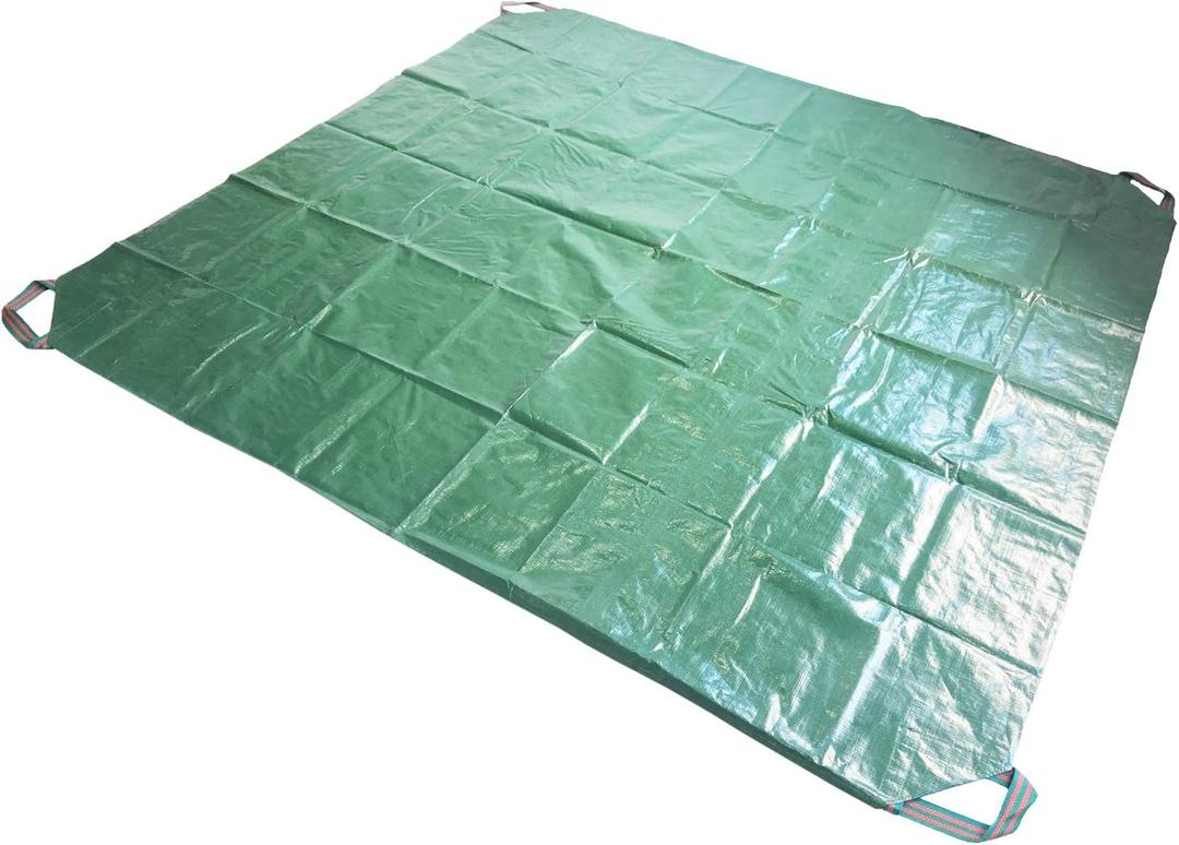 7x7 Ft Yard Garden Leaf Tarp W/ 4 Handles Waterproof Tarp for Sandbox Cover,Outdoor Tarpaulin,Lawn Debris,Landscape Pruning,Yard Leaf Hauler,Tent Footprint,Camping Tent Mat,Patio Table,Fire Pit Cover