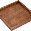 M METERXITY Wood Serving Tray - Square Wooden Decorative Platter, Kitchen Trays, Centerpiece Candle Holder Trays, Apply to Home Cafe Dining (9 Inch, Brown)