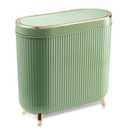 Supteron Bathroom Trash Can with Lid 3.2 Gallon Narrow Trash Can Small Plastic Trash Bin 12 Liter with Press Type Lid for Bedroom Bathroom, Mint Green