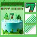 2 x Pixels Themed 7th Birthday Candle, Pixels Cake Topper for Boys Girls, 9 Pcs Candle Set, Game Cartoon Theme Birthday Party Supplies (Number 7)