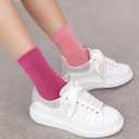 SERISIMPLE Kids Viscose Bamboo School Socks Soft flate Seam Color Anti Odor Thin Breathable Stretch Cuffs Girls Boy 5 Pairs (Medium, Purple&pink)