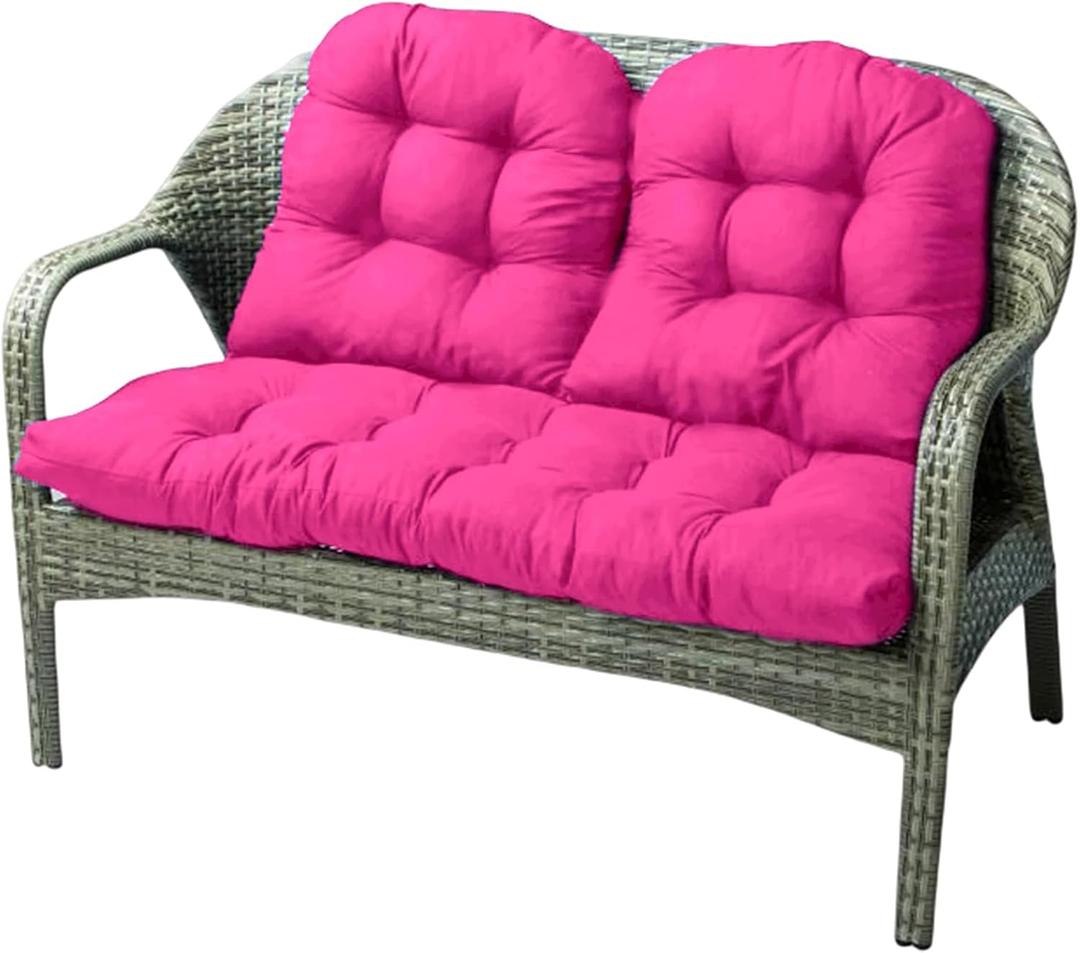 Reyox Outdoor Chair Cushions Set of 3, Waterproof Patio Loveseat Cushions with Ties, Thickened Replacement Cushions for Wicker Furniture Hot Pink 3 PCS