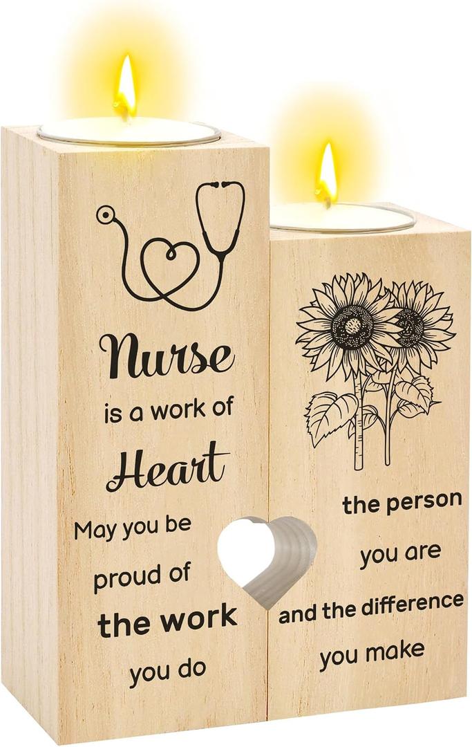 Nurse Gifts - Sunflower Nurse Appreciation Gifts for Women Candle Holder Candlestick Emergency Room ICU Rn LPN Nurses Appreciation Gift Christmas Nursing Week Graduation Gift for Nurses Nursing Women