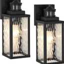 MDENLT 2 Pack Motion Sensor Outdoor Wall Lights,Updated Dusk to Dawn Outdoor Lighting, Exterior Light Fixtures Wall Mount With Water-Rippled Glass,Waterproof Black Porch Light Outside Lights for House
