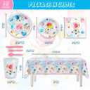 141Pcs Space Party Supplies for Boys Baby Shower 1st 2nd Birthday Party Decorations Blue Moon Star Outer Space Planet Theme Plates Napkin Cups Forks Knives Tableware Set for 20 Guests