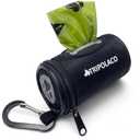 TRIPOLACO Dog Poop Bag Holder for Leash, Easy Release Doggie Poop Bag Dispenser, Fits Most Standard Poo Bags, Soft Fabric Dog Waste Bag Holder with Carabiner Clip, Compatible with All Leashes, Black