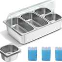 Countertop Food Serving Display Container, Cold Food Buffet Server, Salad Bar Buffet Station for Home & Cold Serving Trays for Parties, Restaurant or Kitchen(6 Pans 2 Sizes)