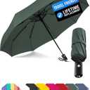 Rain-Mate Windproof Compact Umbrellas for Rain - Strong Reinforced Fiberglass Rib Design & Auto Open & Close - Portable Folding Travel Umbrella - Lightweight & Packable for Women & Men, Easy Collapse