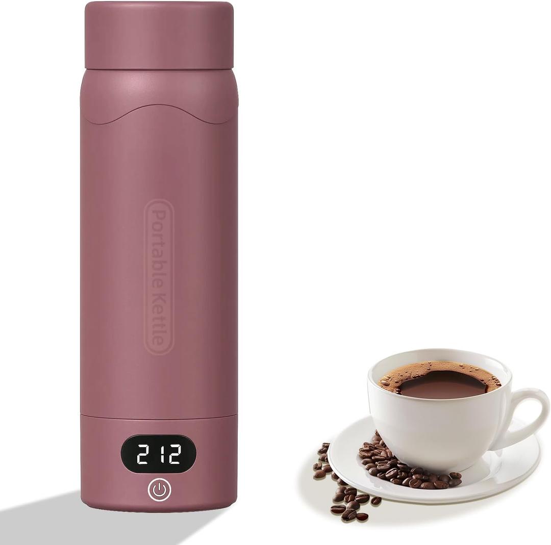Travel Electric Kettle Portable Mini Kettle,316 Stainless Steel 16.91Oz,Small Hot Water Boiler with 4 Temperature Settings,Fast Boiling Water with Auto Shut-Off and Boil Dry Protection(Cranberry)