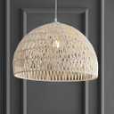 JONATHAN Y 20" Cream Modern Bohemian Woven Rope LED Pendant Light Fixture, Adjustable Dome Ceiling Lamp for Kitchen Island, Rope Shade, Coastal Farmhouse Decor JYL6504A